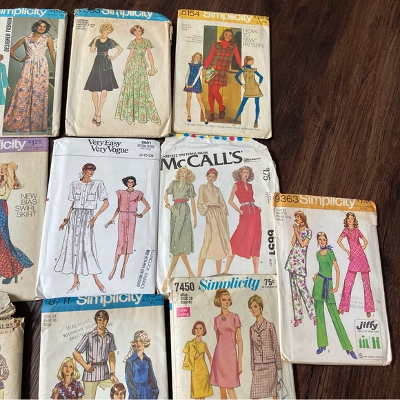 Lot of 17 Vintage sewing patterns  cut & uncut lot 60s 70s 80s hippie boho - Picture 3 of 10